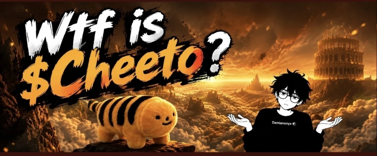 Wtf is $Cheeto cover with an orange striped creature and Geex against an orange sky.